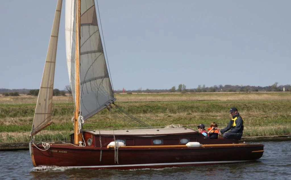 Wood Avens, our wood class cabin yacht sailing on the Norfolk Broads